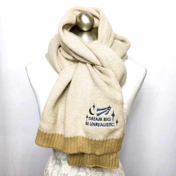 ATTIC SALT  Dream Big Be Unrealistic Knit Light Tan Scarf NWT - Picture 7 of 13